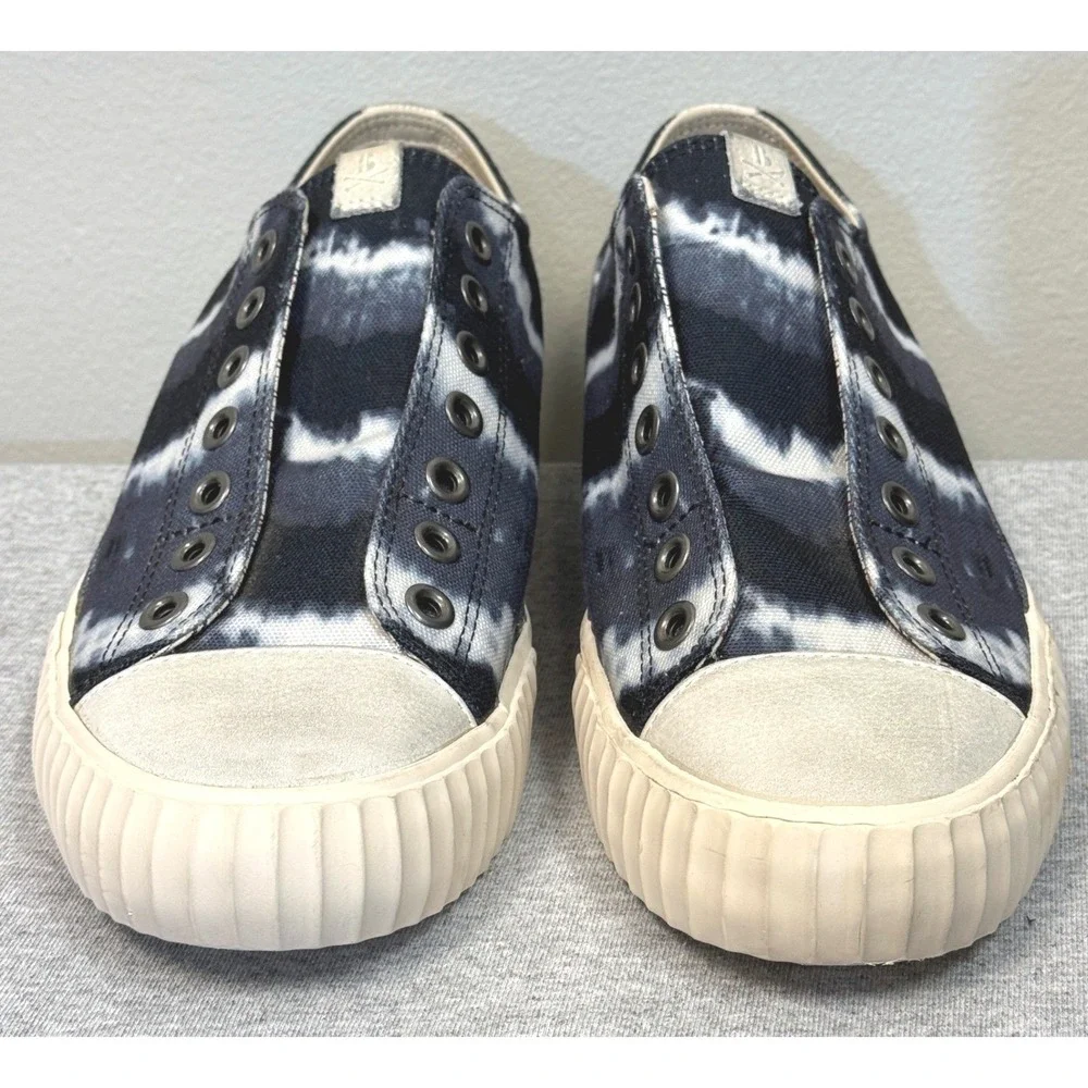 JOHN VARVATOS Bootleg Tie Dye Canvas Sneakers Mens 9M Blue Vulcanized Slip On